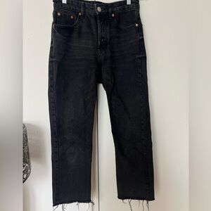Zara Women’s High Rise Straight Leg Black Jeans